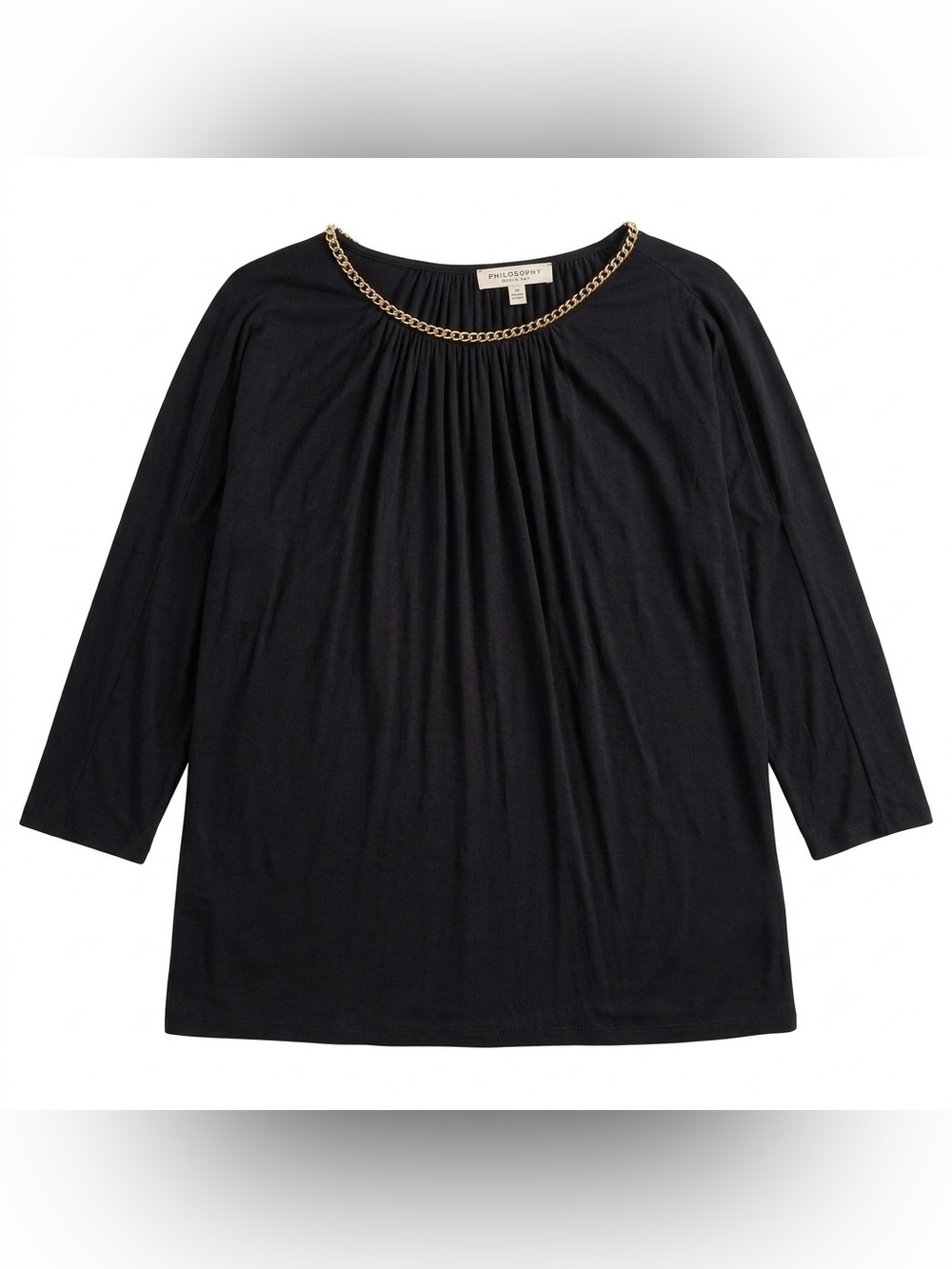 Philosophy Black Gold Chain Neckline Top 1X Dolman Cold Shoulder Night Out